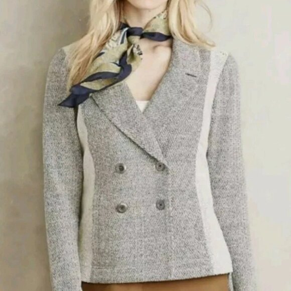 Saturday Sunday Anthropologie Milica Tweed Knit Jacket Gray Blazer- Size X-Small - Picture 2 of 12